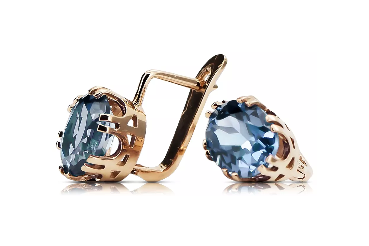 Σκουλαρίκια Vintage Aquamarine από ροζ χρυσό 14 καρατίων vec016r Σκουλαρίκια Vintage Aquamarine από ροζ χρυσό 14 καρατίων vec016r